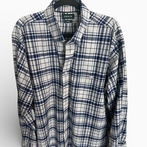 Orvis Men’s Blue Plaid Trim Fit Button Up Casual Shirt Size XL